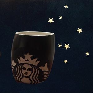 STARBUCKS - 2011 Black White Etched Mermaid Siren Barrel 16 oz Coffee Cup Mug